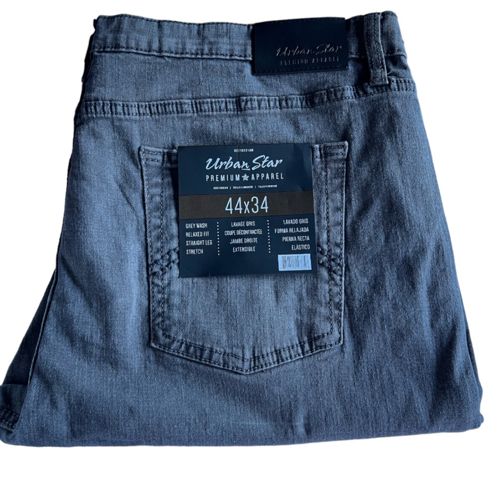 Urban Star Premium Apparel Relaxed Fit Straight Leg Grey Wash Size 44X34